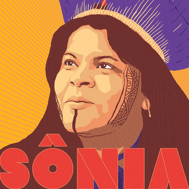 Ilustração da Sônia Guajajara, uma líder indígena brasileira que foi candidata a vice-presidente em 2018.
